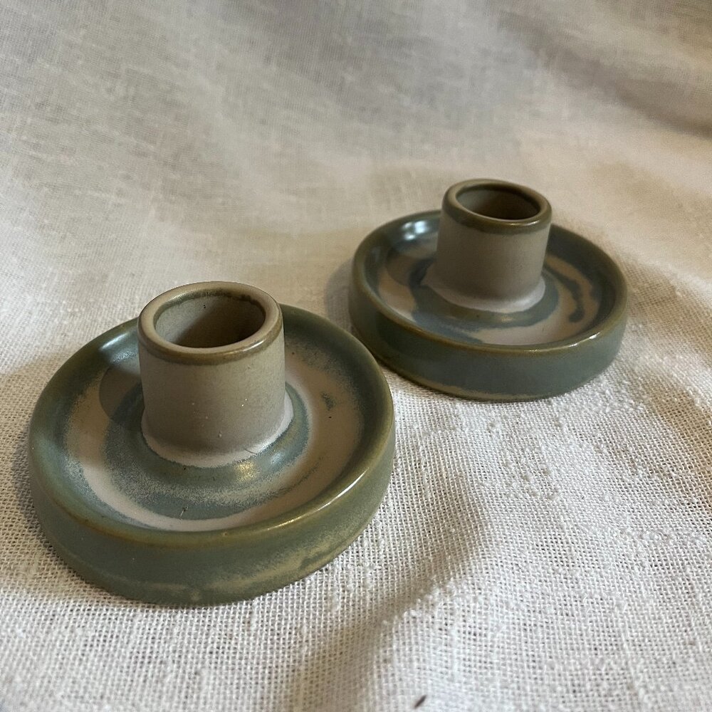 stoneware taper candle holders